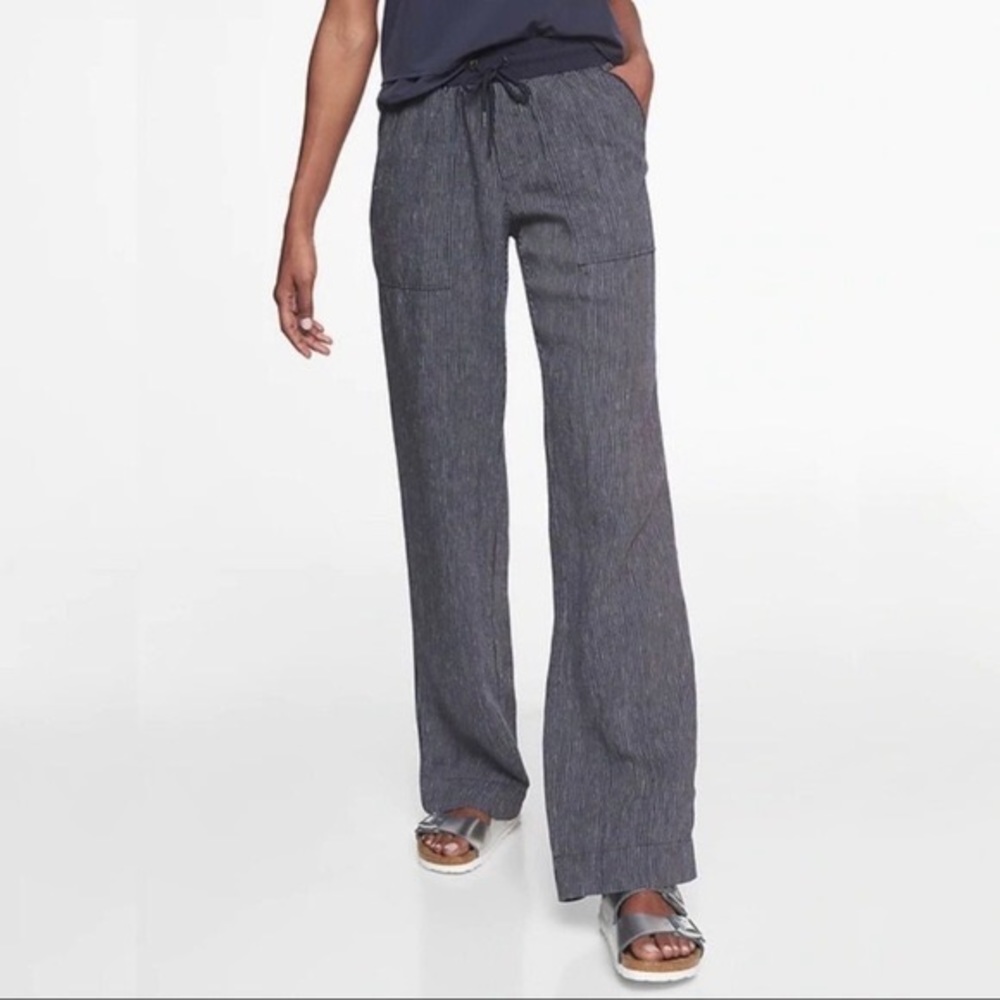 Athleta Stripe Bali Linen Trousers Size 12